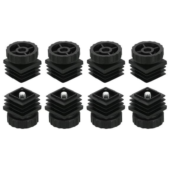 Uxcell 8 Set Leveling Feet, M6x25x25mm Plastic Adjustable Furniture Leg Leveling Square Threaded Insert Screw-in Glide Levelers for Table Chair Furniture, Black