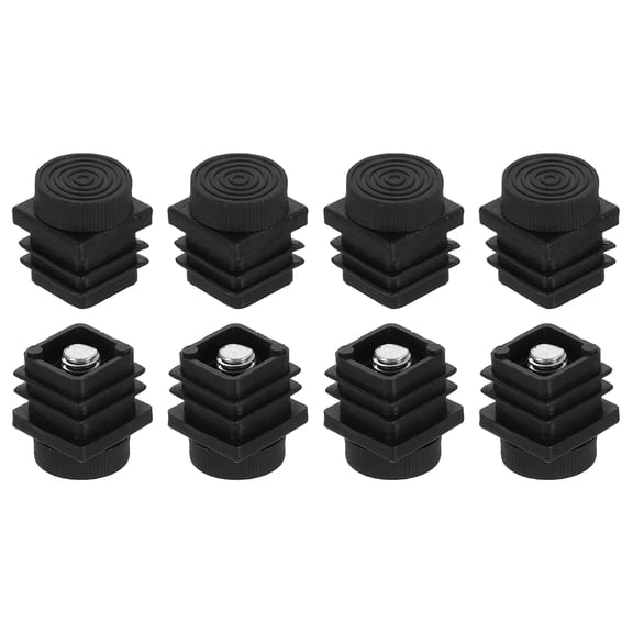 Uxcell 8 Set Leveling Feet, M8x20x20mm Plastic Adjustable Furniture Leg Leveling Square Threaded Insert Screw-in Glide Levelers for Table Chair Furniture, Black