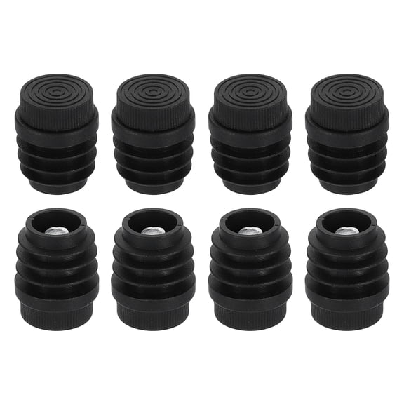 Uxcell 8 Set Leveling Feet, M8x22mm Plastic Adjustable Furniture Leg Leveling Round Threaded Insert Screw-in Glide Levelers for Table Chair Furniture, Black