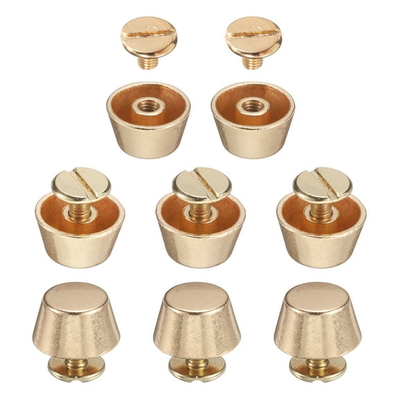 Uxcell 8 Set Rivets Stud Handbag Purse Feet 1/2" Flat Head Alloy Screw Rivets for Leather Bag DIY, Gold Tone