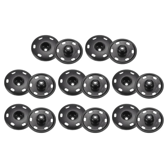 Uxcell 8 Set Sew-on Snap Buttons 23mm Metal Snap Fastener Buttons, Black