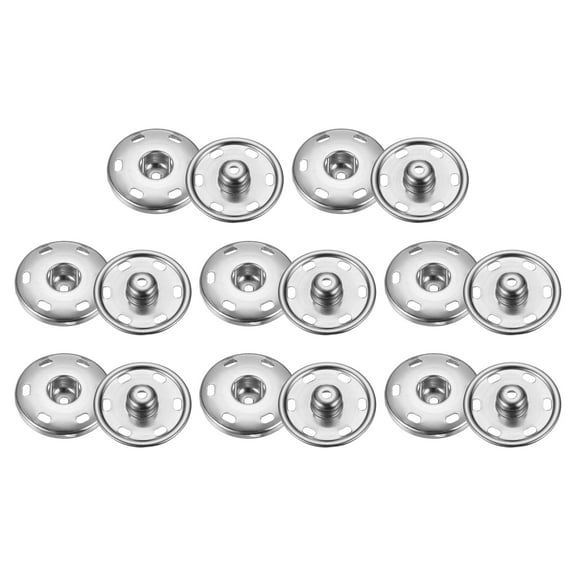 Uxcell 8 Set Sew-on Snap Buttons 23mm Metal Snap Fastener Buttons, White