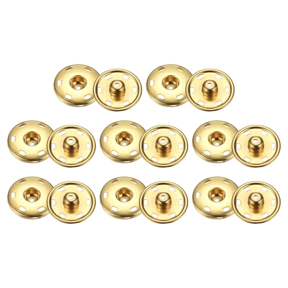 Uxcell 8 Set Sew-on Snap Buttons 25mm Metal Snap Fastener Buttons, Gold