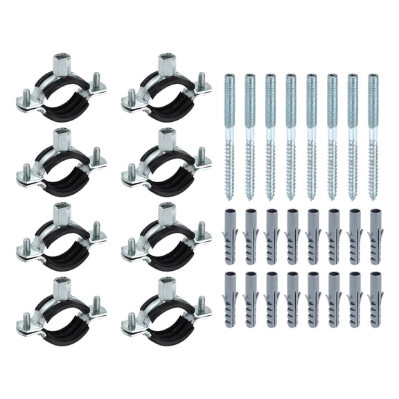 Uxcell 8 Set Split Ring Pipe Hanger 1-1/4" (32mm) Galvanized Steel Sheet Wall Ceiling Mount Adjustable Pipe Bracket Clamp with Screw and Expansion Tube for Plumbing HVAC (M8,M10)