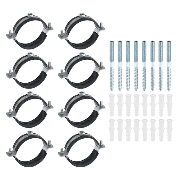 Uxcell 8 Set Split Ring Pipe Hanger 2-1/2" (63mm) Galvanized Steel Sheet Wall Ceiling Mount Adjustable Pipe Bracket Clamp with Screw and Expansion Tube for Plumbing HVAC (M8)