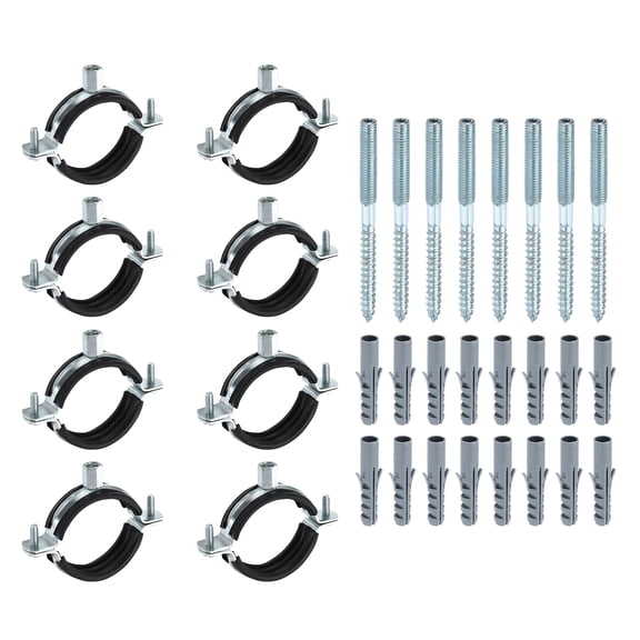 Uxcell 8 Set Split Ring Pipe Hanger 2-1/2" (63mm) Galvanized Steel Sheet Wall Ceiling Mount Adjustable Pipe Bracket Clamp with Screw and Expansion Tube for Plumbing HVAC (M8,M10)