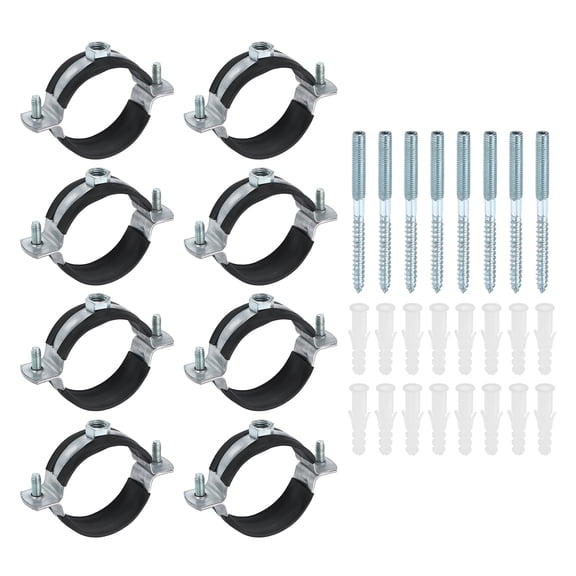 Uxcell 8 Set Split Ring Pipe Hanger 2" (50mm) Galvanized Steel Sheet Wall Ceiling Mount Adjustable Pipe Bracket Clamp with Screw and Expansion Tube for Plumbing HVAC (M8)