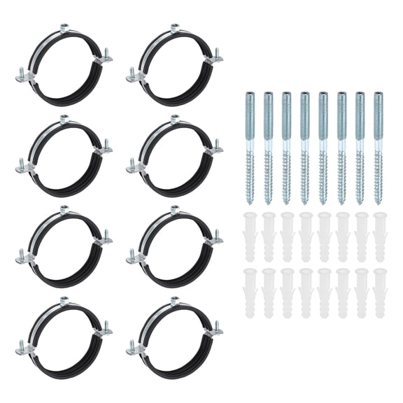 Uxcell 8 Set Split Ring Pipe Hanger 4-5/16" (110mm) Galvanized Steel Sheet Wall Ceiling Mount Adjustable Pipe Bracket Clamp with Screw and Expansion Tube for Plumbing HVAC (M10)