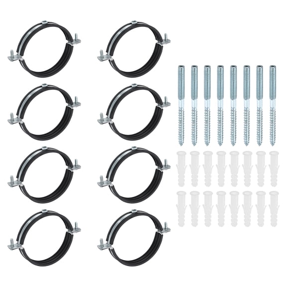Uxcell 8 Set Split Ring Pipe Hanger 4-5/16" (110mm) Galvanized Steel Sheet Wall Ceiling Mount Adjustable Pipe Bracket Clamp with Screw and Expansion Tube for Plumbing HVAC (M8)