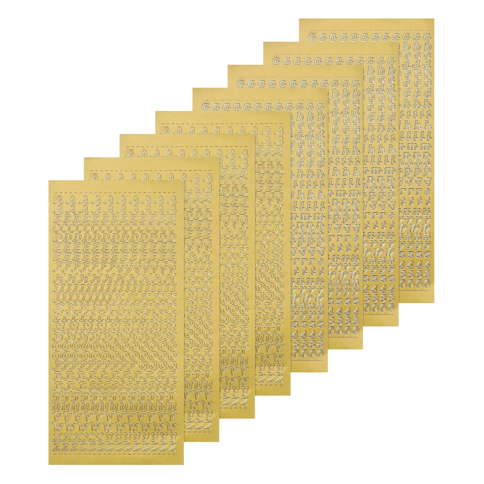 Uxcell 8 Sheets Nail Alphabet Letter Stickers 3D Small Upper Lower Case ...