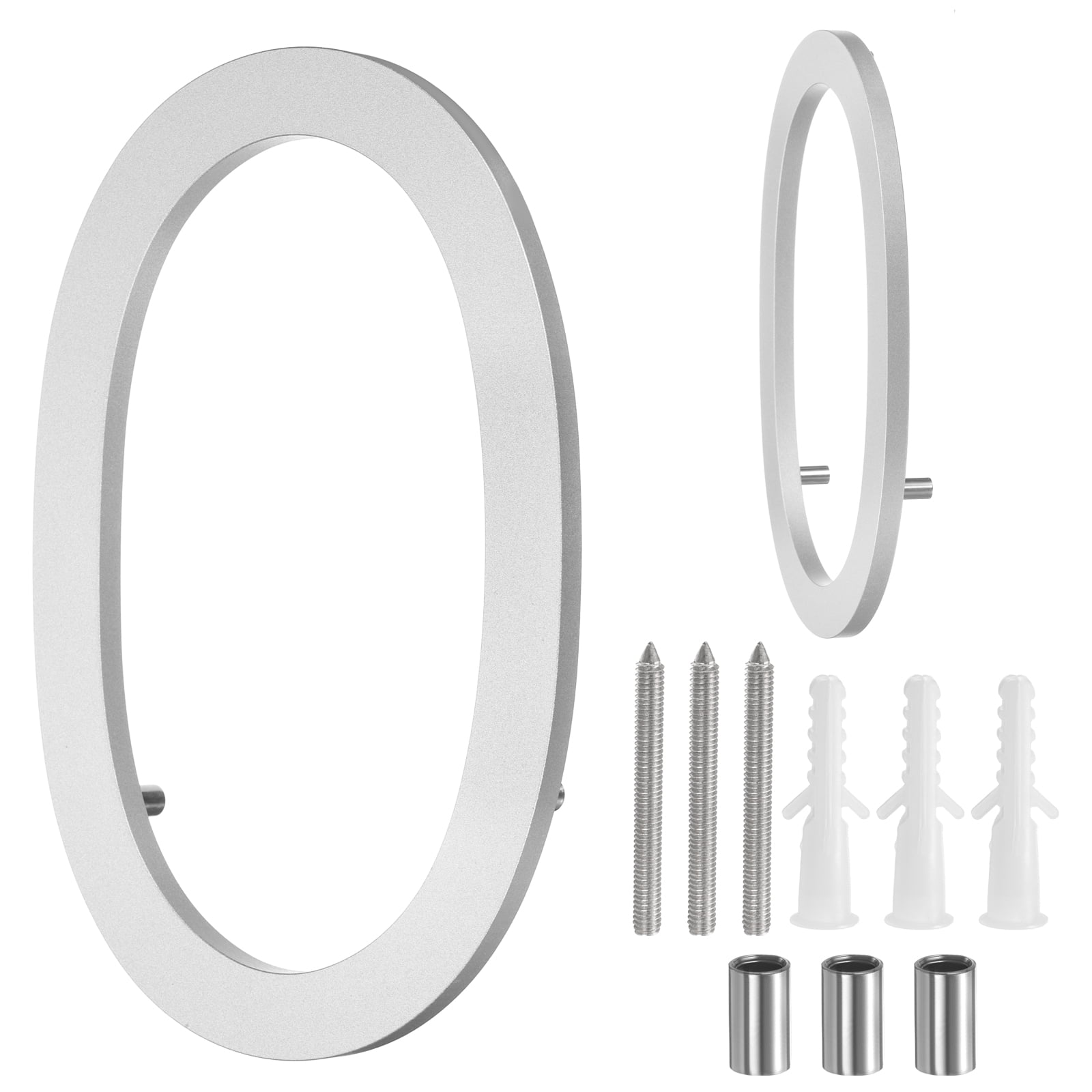 Uxcell 8" Solid Aluminum Floating House Numbers for Outside Address(Number 0, Silver)