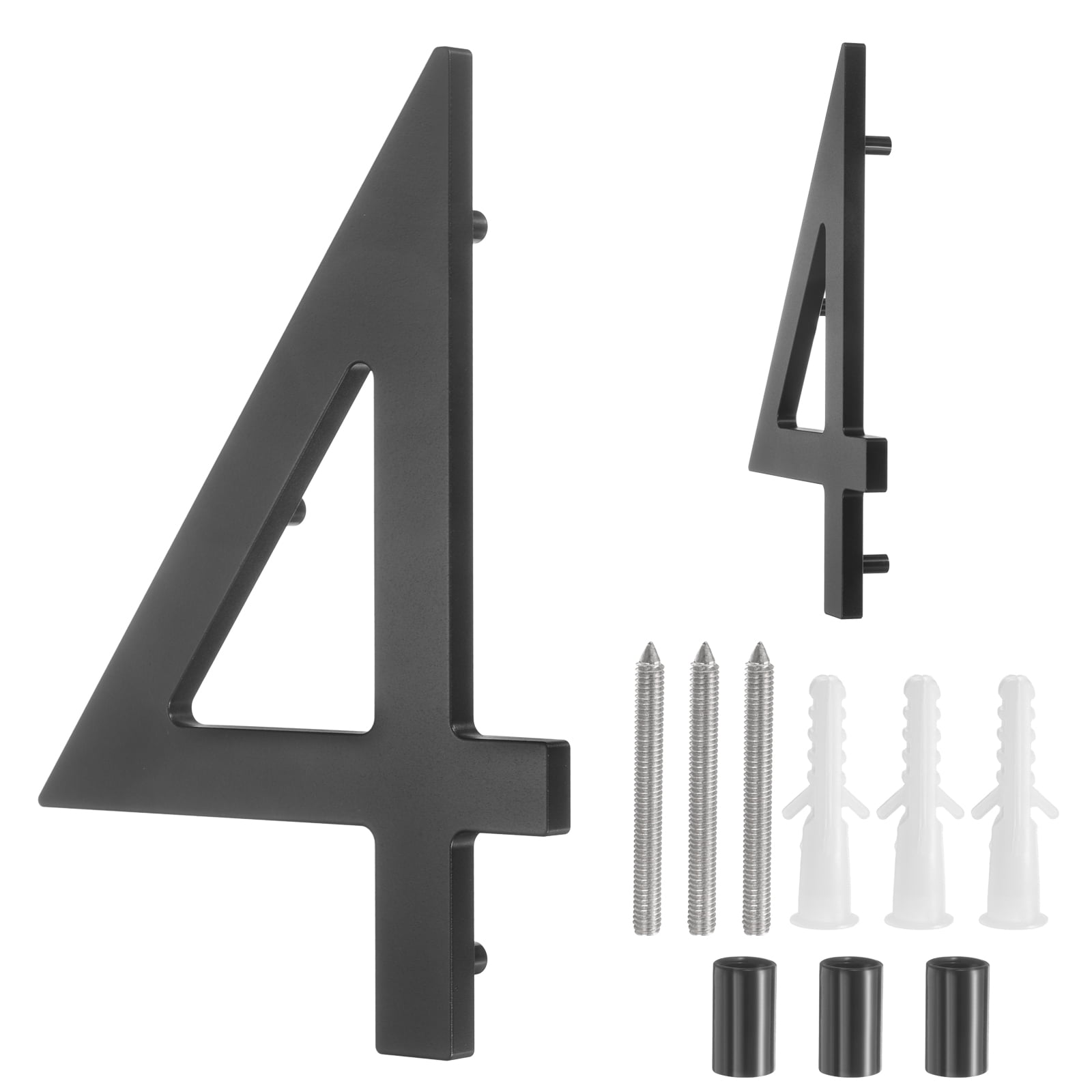 Uxcell 8" Solid Aluminum Floating House Numbers for Outside Address(Number 4, Black)