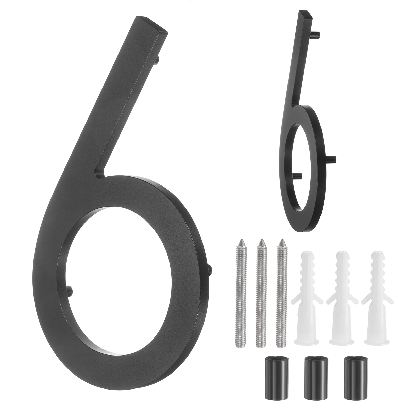 Uxcell 8" Solid Aluminum Floating House Numbers for Outside Address(Number 6, Black)