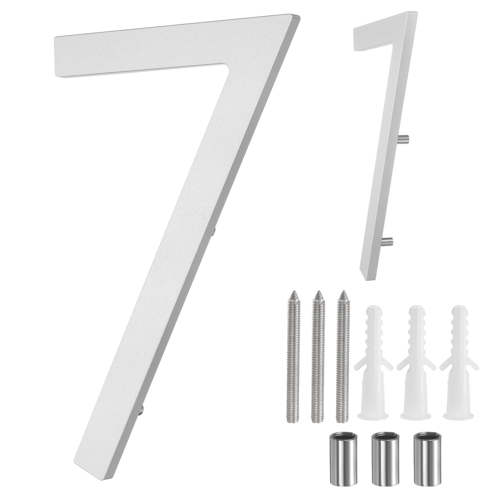Uxcell 8" Solid Aluminum Floating House Numbers for Outside Address(Number 7, Silver)