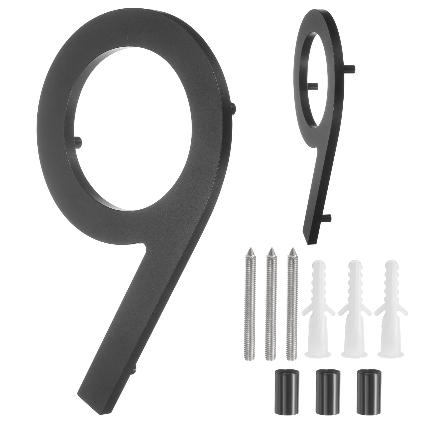 Uxcell 8" Solid Aluminum Floating House Numbers for Outside Address(Number 9, Black)