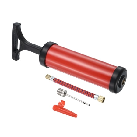 Uxcell 8" Sports Ball Pump Kit Portable Hand Inflator Pump with Inflation Needle Nozzle Extension Hose Red Black