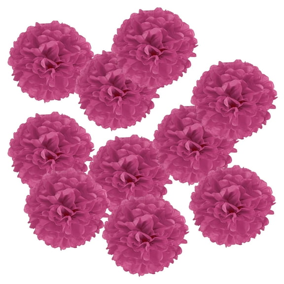 Uxcell 8" Tissue Pom Poms Paper Flowers Ball Wedding Party Decoration, Fuchsia 10 Pack