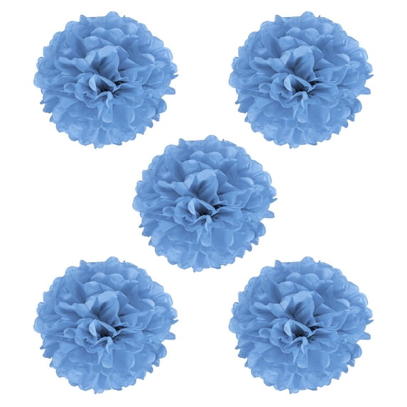 Uxcell 8" Tissue Pom Poms Paper Flowers Ball Wedding Party Decoration, Lake Blue 5 Pack