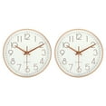 thumbnail image 1 of Uxcell 8" Wall Clock Battery Operated Silent Non Ticking Round Clock, White Gold 2Pack, 1 of 6