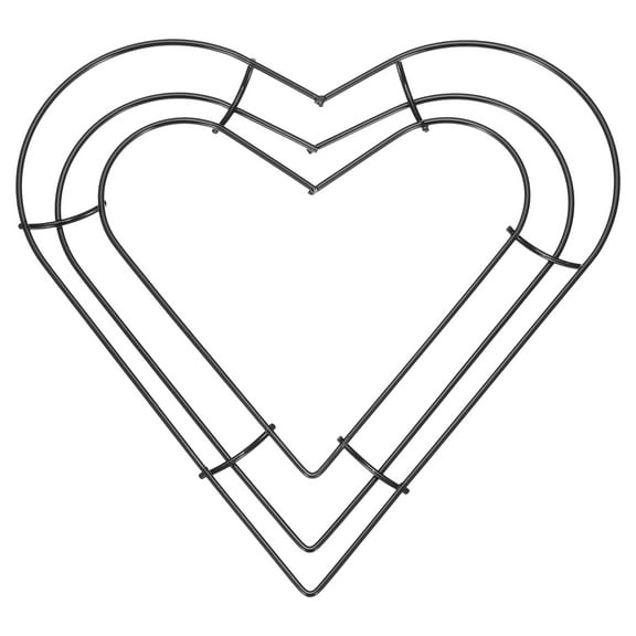 Uxcell 8 inch Dream Catcher Rings, Metal Heart Shape Macrame Wreath Floral Hoop for Wedding Decorations, Black