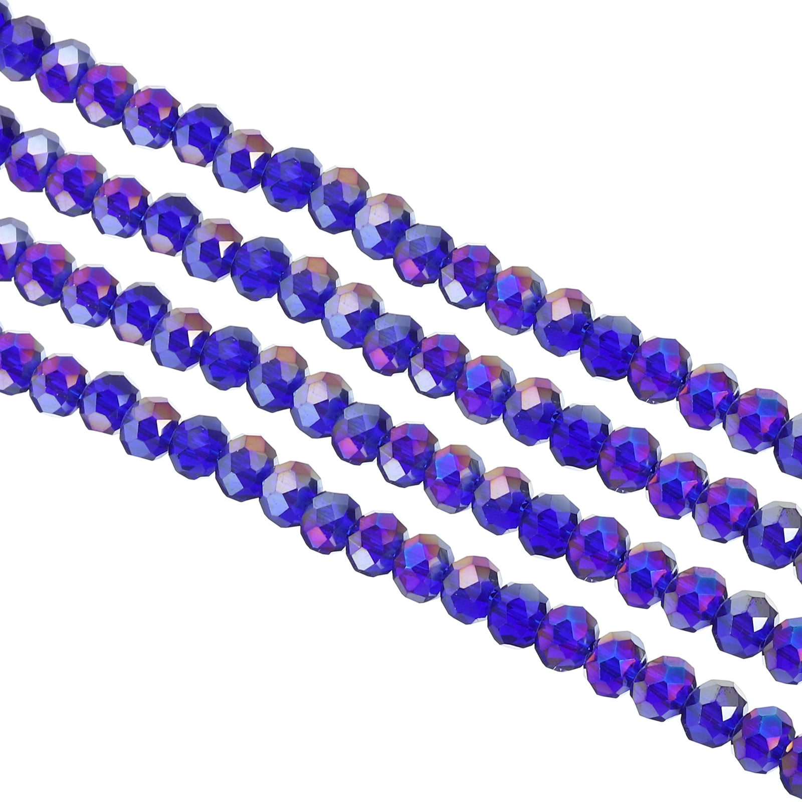 Uxcell 8 mm Briolette Rondelle Glass Beads, Small Round Faceted Crystal Bead, Dark Blue 10Pack