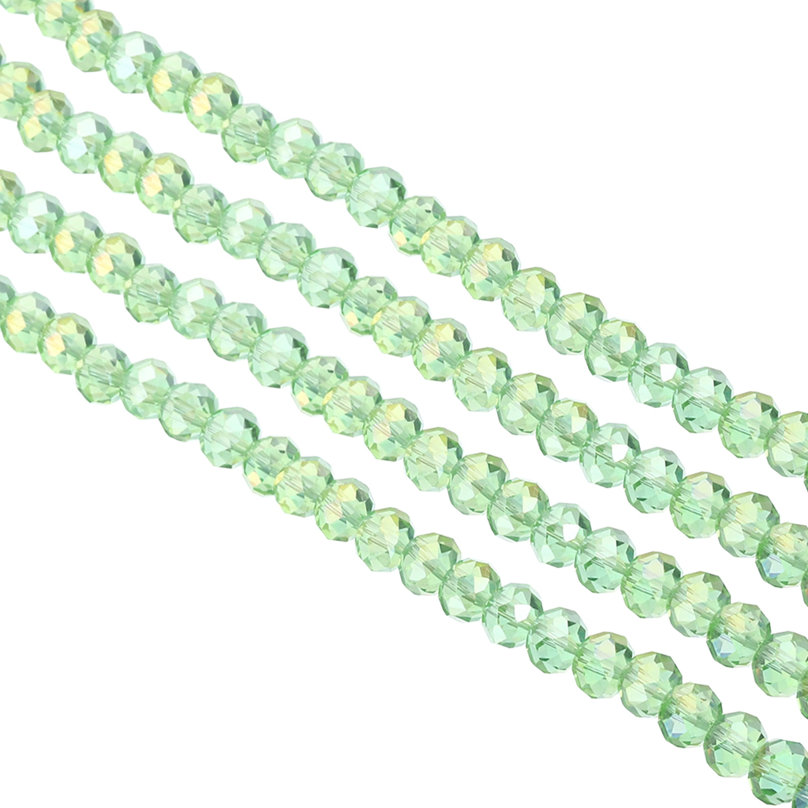 Uxcell 8 mm Briolette Rondelle Glass Beads, Small Round Faceted Crystal Bead, Light Green 10Pack