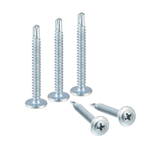 Uxcell #8 x 1-1/2" Carbon Steel Phillips Head Self Tapping Screws Silver Tone 50 Pack