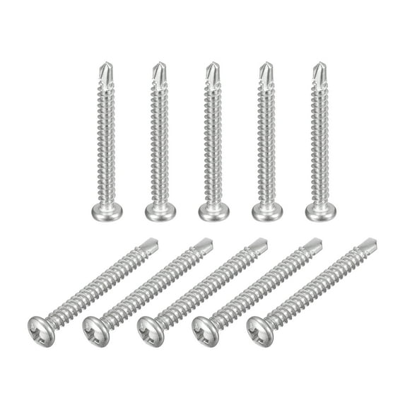 Uxcell #8 x 1-1/2" Self Drilling Screws, 50 Pack Phillips Pan Head Self Tapping Screws