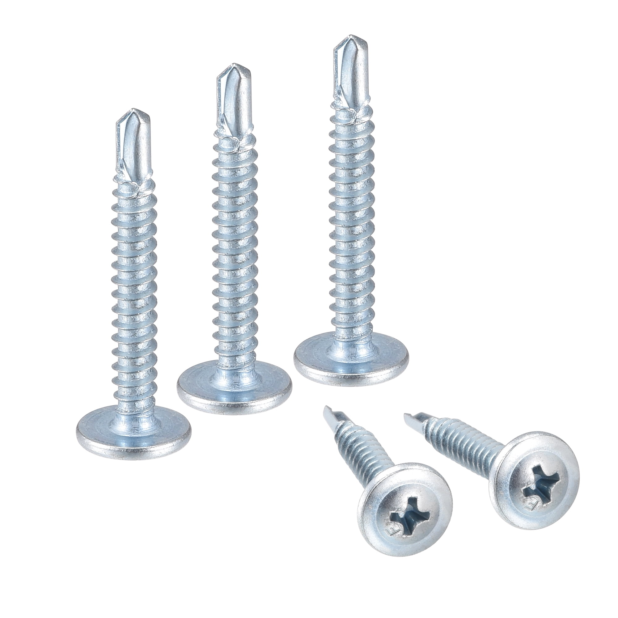 Uxcell #8 x 1-1/4" Carbon Steel Phillips Head Self Tapping Screws Silver Tone 200 Pack