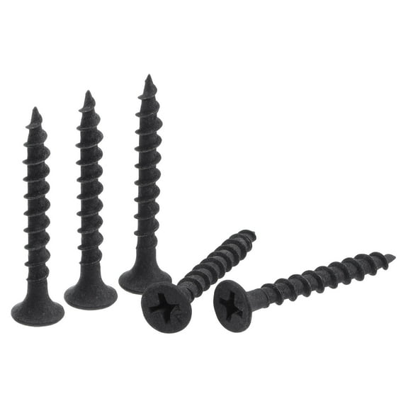 Uxcell #8 x 1 3/8-inch Wood Screws Carbon Steel Self Tapping Black 100 Pack