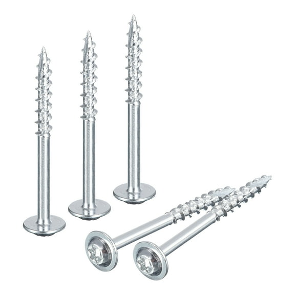 Uxcell #8 x 1-5/8" Round Washer Head Screws - 150pcs - Torx/Star Wood Screws, Silver