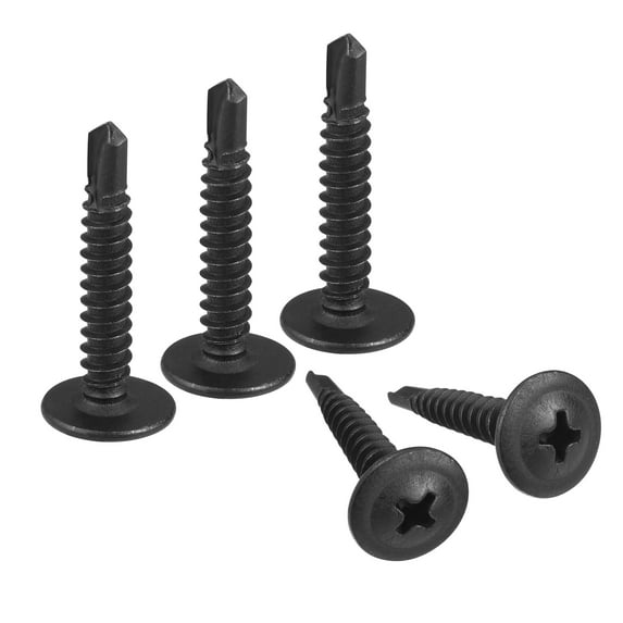 Uxcell #8 x 1" Carbon Steel Phillips Head Self Tapping Screws Black 200 Pack