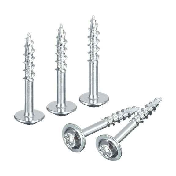 Uxcell #8 x 1" Round Washer Head Screws - 100pcs - Torx/Star Wood Screws, Silver