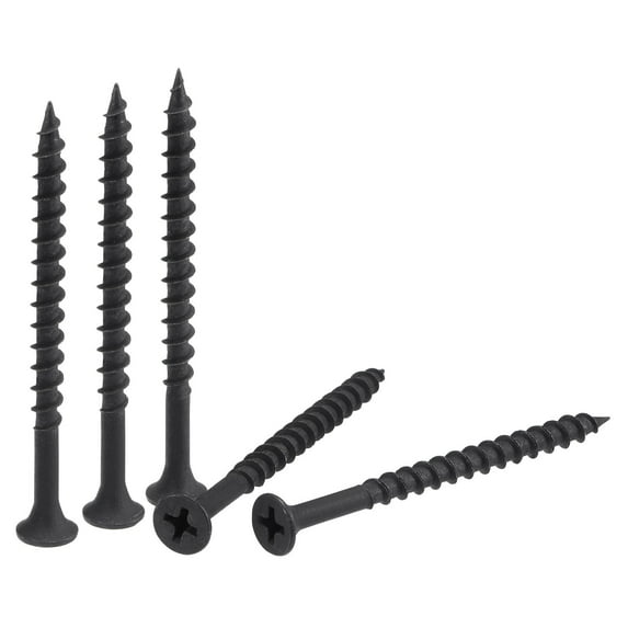 Uxcell #8 x 2 23/64-Inch Wood Screws Carbon Steel Self Tapping Black 50 Pack