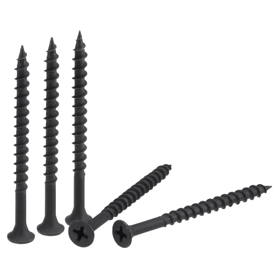 Uxcell #8 x 2 23/64 inch Wood Screws Carbon Steel Phillips Self Tapping Black 25 Pack