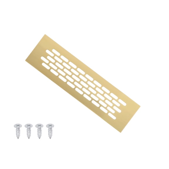 Uxcell 8 x 2.4 Inch Door Air Vent Cover, Aluminum Grille Ventilation Cover Oval Hole with Mounting Screws for Cabinet Wardrobe Ceiling Door, Gold