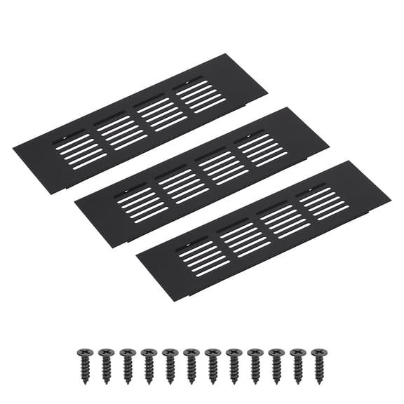 Uxcell 8 x 2.4 Inch Rectangle Ventilation Grille, 3PCS Aluminum Air Vent Cover, Black