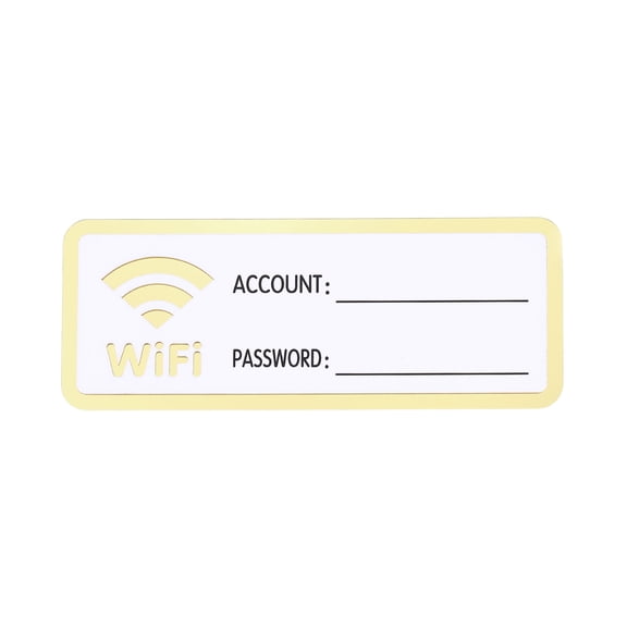 Uxcell 3" x 3" Wifi Password Sign, 1 Pcs Acrylic WiFi Sign Self Adhesive Writable Free Network Service Notice Board for Guest Room Host Home Office Hotel Restaurant Cafe, White Gold
