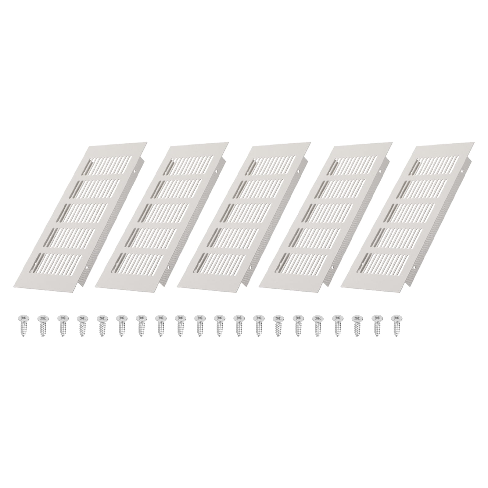 Uxcell 8 x 4 Inch Door Air Vent Cover, 5 Set Heavy Duty Aluminum Grille Ventilation Cover Louvered with 20 Mounting Screws for Cabinet Wardrobe, Grey