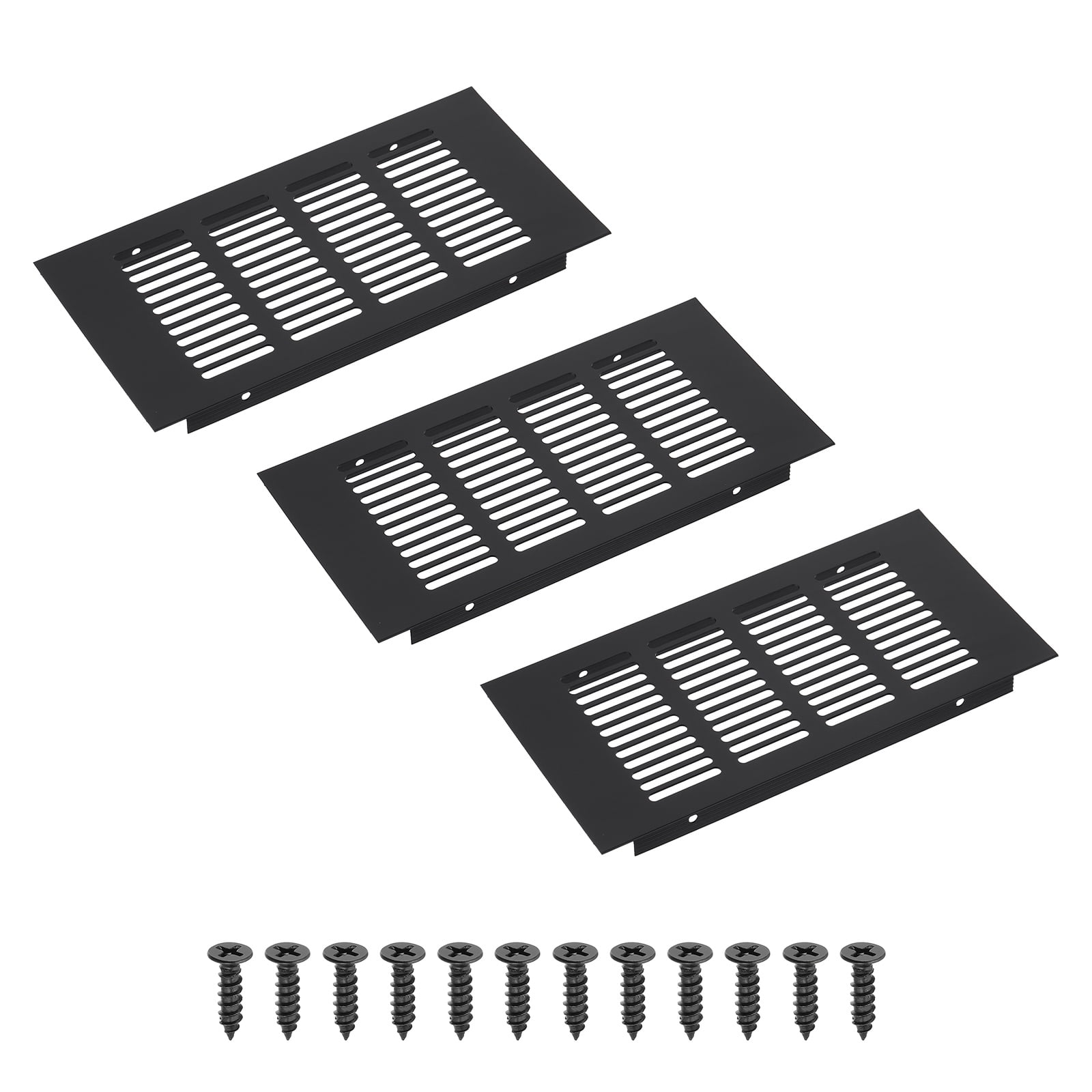 Uxcell 8 x 4" Rectangle Ventilation Grille 3Pcs Aluminum Air Vent Cover Black