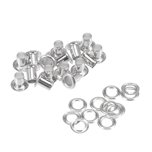 Uxcell 8 x 4 x 7mm Copper Chrome Plated Eyelets with Washers Rivets Silver 100 Set
