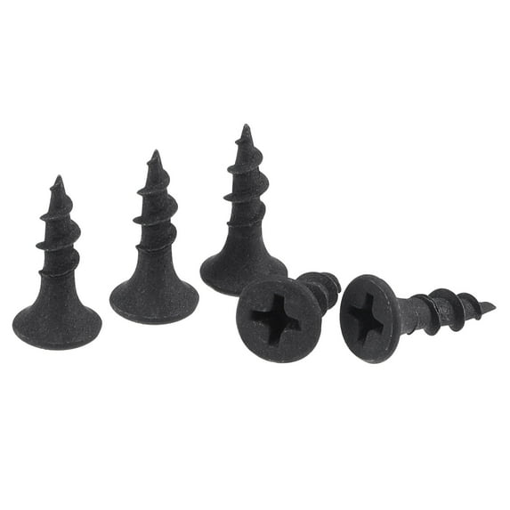 Uxcell #8 x 5/8-inch Wood Screws Carbon Steel Self Tapping Black 50 Pack