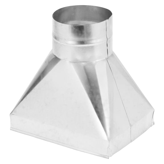 Uxcell 8" x 6" x 4" Straight Register Boot, Galvanized Steel Transition Rectangular to 4" Round Duct Transition Fitting for Connecting Floor Register Grille HVAC Duct Fittings