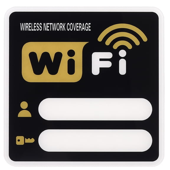 Uxcell 8" x 8" Wifi Password Sign, 1 Pcs Acrylic WiFi Sign Self Adhesive Writable Free Network Service Notice Board for Guest Room Host Home Office Hotel Restaurant Cafe, Gold