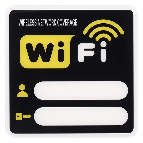 Uxcell 8" x 8" Wifi Password Sign, 1 Pcs Acrylic WiFi Sign Self Adhesive Writable Free Network Service Notice Board for Guest Room Host Home Office Hotel Restaurant Cafe, Yellow