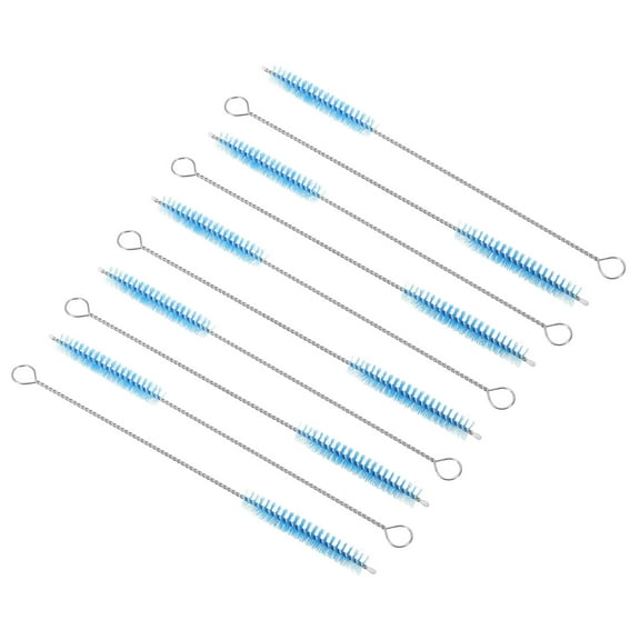 Uxcell 8"x3/8" Drinking Straw Cleaning Brush Reusable Pipe Tube Cleaner Brush Blue 10Pcs