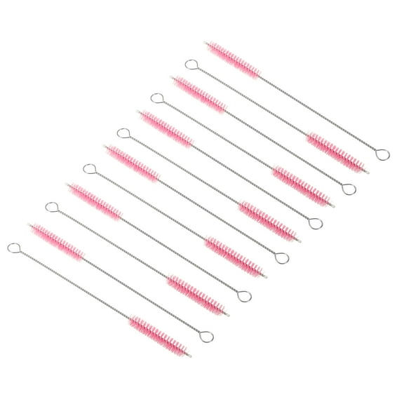 Uxcell 8"x3/8" Drinking Straw Cleaning Brush Reusable Pipe Tube Cleaner Brush Pink 12Pcs