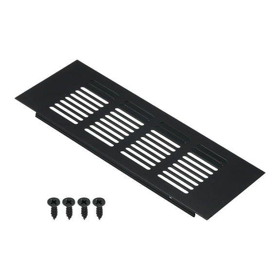 Uxcell 8"x3" Rectangle Air Vent Cover Door Grille Ventilation Cover Louvered with Screws for Cabinet Black