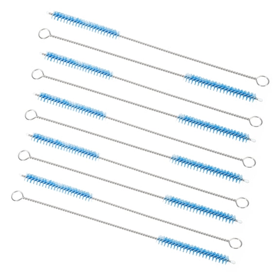 Uxcell 8"x5/16" Drinking Straw Cleaning Brush Reusable Pipe Tube Cleaner Brush Blue 10Pcs