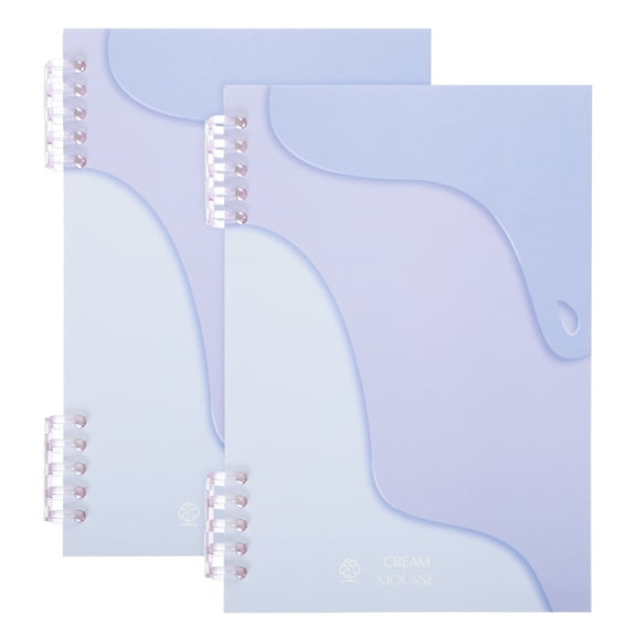 8"x6" Inch Spiral Notebook, 2 Pcs Reusable Discbound Journal Binder, Refillable Planner for Meeting Work Graduation Birthday Gift, Light Purple